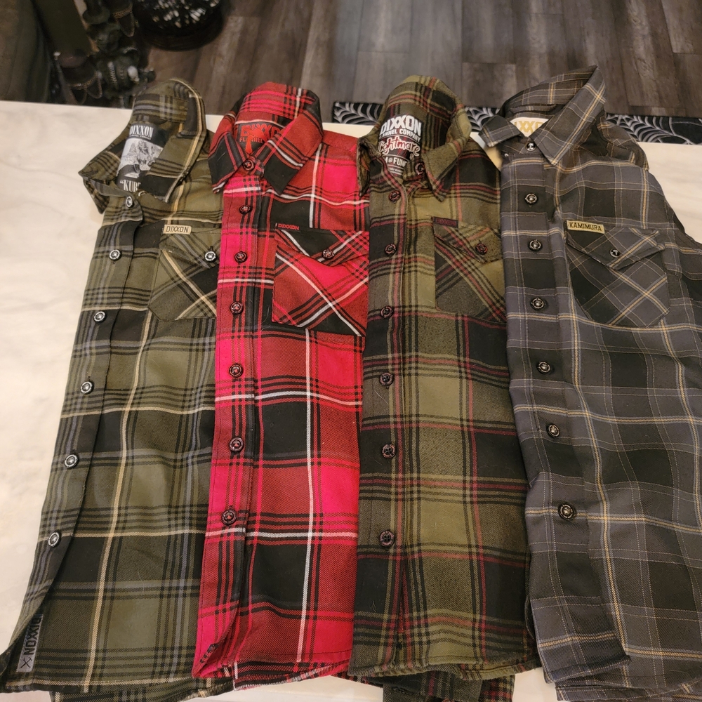 DIXXON Women's Plaid Button Down Shirts - Green, Red, Gray